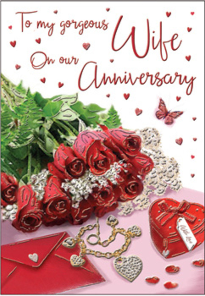 In this richly detailed anniversary card design, a classic bouquet of deep red roses becomes the emotional centrepiece, evoking the kind of love story that has grown slowly and steadily, much like the close-knit community around Creekmouth. Each rose is generously full, its velvety petals curling outward in tight, romantic spirals, while glossy, deep green foliage frames the blooms as if freshly gathered by a local florist with a keen eye for harmony and proportion. The roses rest beside an elegant envelope, its clean folds and subtle sheen suggesting a heartfelt message penned in careful script, waiting to be opened on a quiet evening at home near Barking Riverside. Close by, a heart-shaped keepsake box and a delicate piece of jewellery glint softly, their polished surfaces catching highlights that evoke treasured gifts passed between partners over many years. Tiny red hearts are sprinkled across the design like confetti left after a celebration, and a single light-winged butterfly drifts into view, symbolising gentle change, renewal, and the joy of reaching another year together. The lighting is soft yet purposeful, pooling around the arrangement to create a sense of intimacy, as though the scene were lit by a nearby lamp on a cherished anniversary night. Textured elements-smooth card, cool metal, glossy petals, and perhaps the faint lacework of nearby fabric-invite the imagination to reach out and feel them. Altogether, this image forms a warm, romantic vignette that perfectly suits anniversaries and special milestones shared across Creekmouth and its quiet riverside streets.